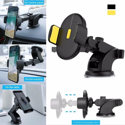 TREX Sturdy Car Phone Holder. Long Rod Telescopic Car Dashboard Suction Cup